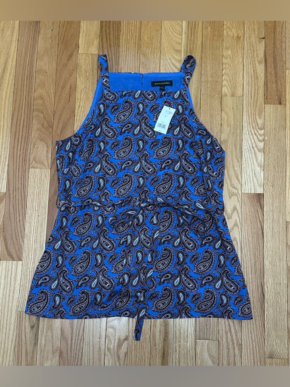 Banana Republic Blue Paisley Tie-Front Tank